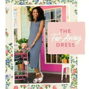 NWT MATILDA JANE Solid Blue-Gray Far Away Sheath MIDI CASUAL FLUTTER Dress S NEW